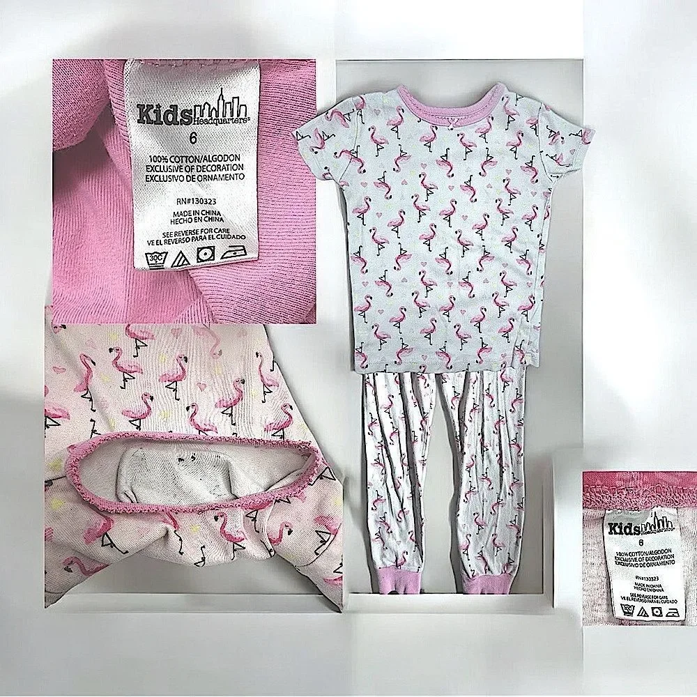 Kid’s Headquarters l 2 pair l Mix & Match l Girl’s PJ’s l Pink w/ Flamingo l 6/7
